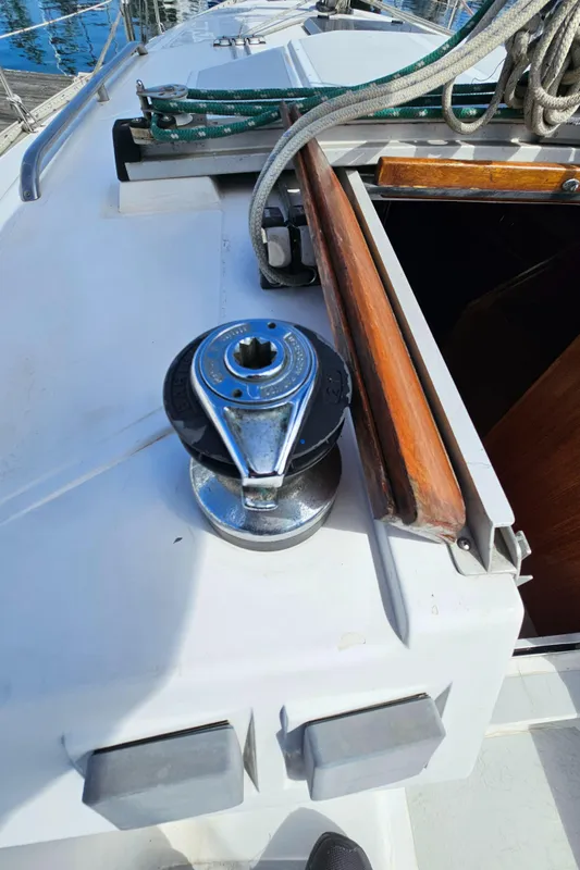Deck of a 1988 Hunter Legend 35 sailboat.