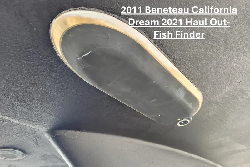 Fish finder installation on 2011 Beneteau Oceanis 37 during 2021 haul out.