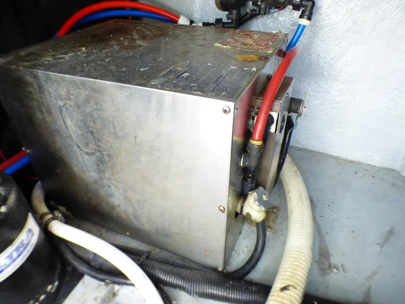 Engine compartment of 2001 Monterey 302 Cruiser with visible wiring and components.
