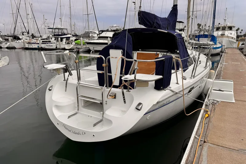 Catalina 36 MkII sailboat, 2001 model, docked at marina, Channel Islands, CA.
