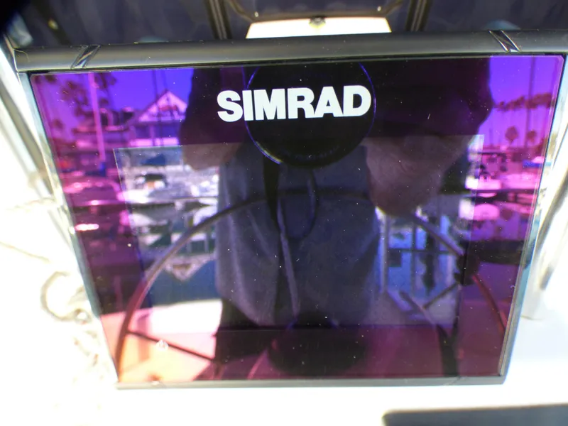 Simrad display on a 1998 Hunter 34 sailboat.