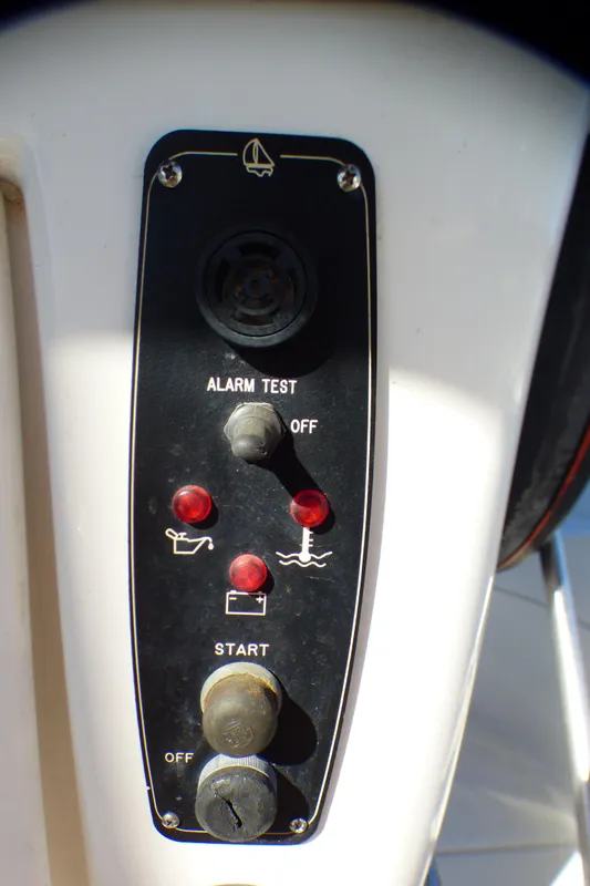 Control panel of a 1998 Hunter 34 sailboat.