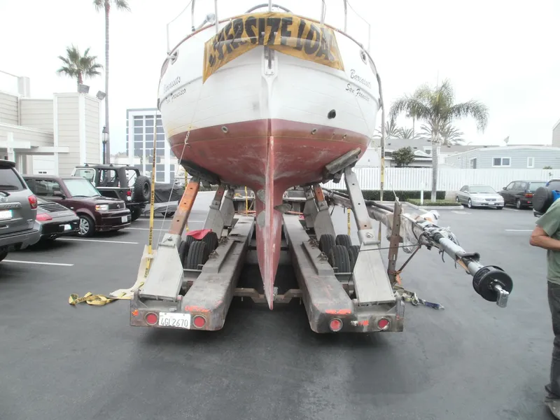 On trailer at Newport beach.