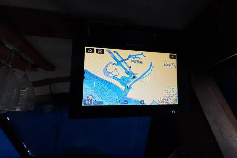 Navigation screen on 1985 Carver 3607 Aft Cabin Motor Yacht displaying nautical map.