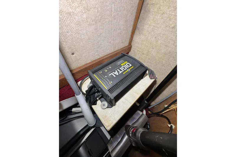 Battery charger in 1985 Carver 3607 Aft Cabin Motor Yacht interior.