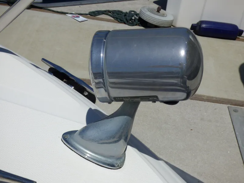 Chrome spotlight on 2003 Sea Ray 260 Sundancer boat deck.