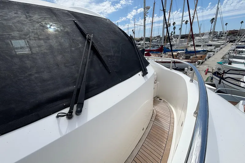 Norseman 80 yacht, 2010 model, docked at marina with clear sky.