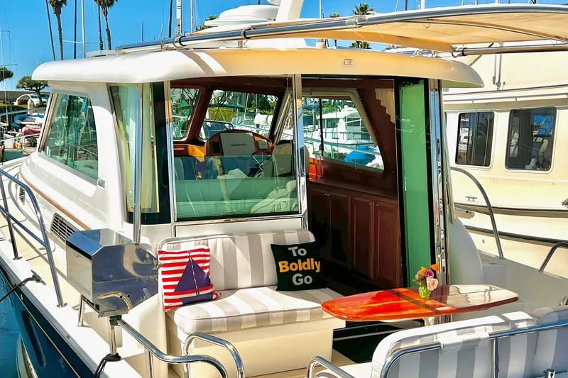 2016 Sabre 38 Salon Express yacht with elegant interior and outdoor seating.