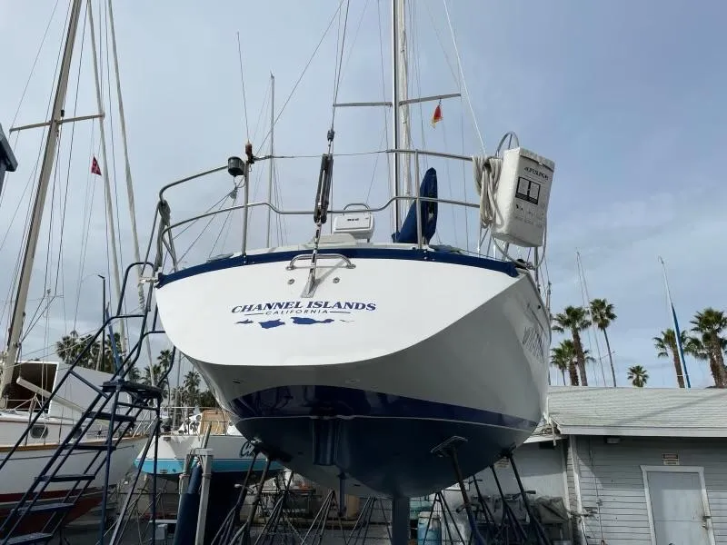 1985 C&C 41 sailboat in dry dock, Channel Islands.