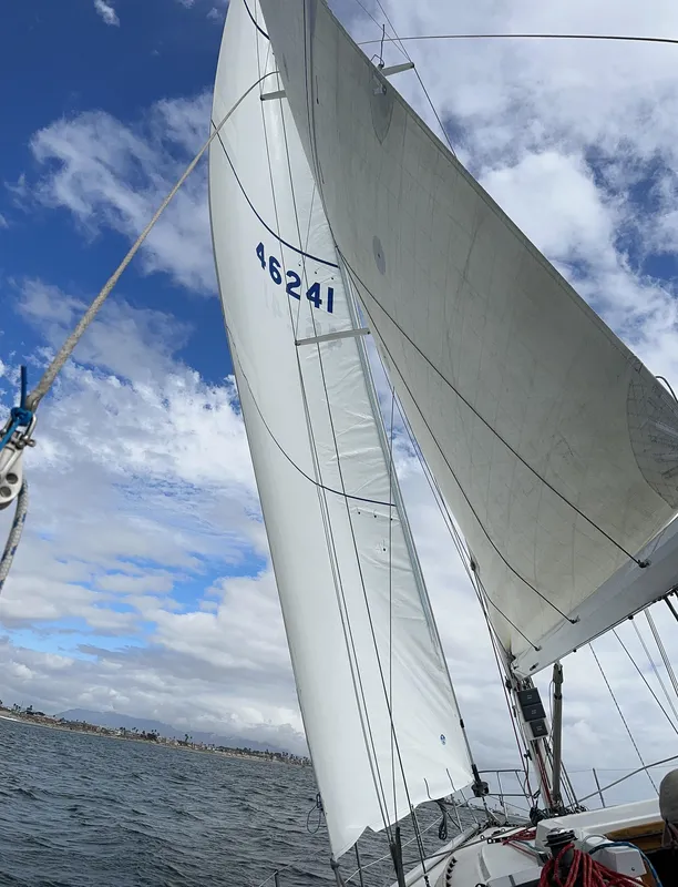 1985 C&C 41 sailboat on open water.