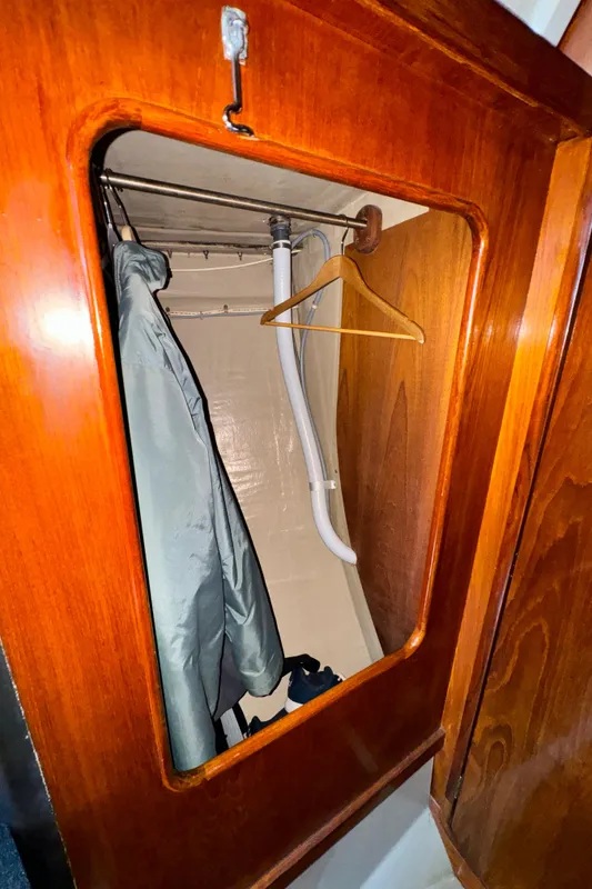 Wooden closet in 1985 C&C 41 sailboat.