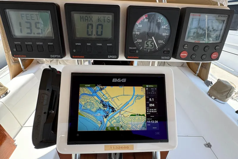 Sailing instruments and navigation display on a 1998 Catalina 36 MkII yacht.