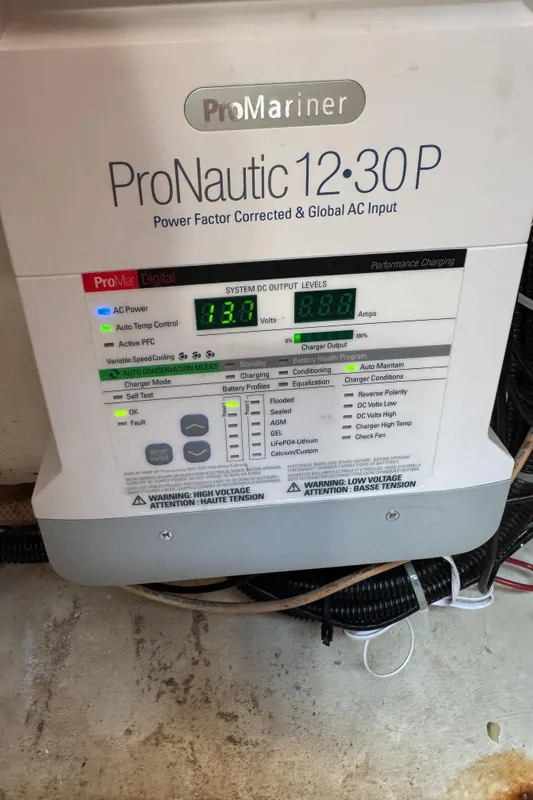ProNautic 12:30 P marine battery charger display on Catalina 36 MkII, 1998 model.