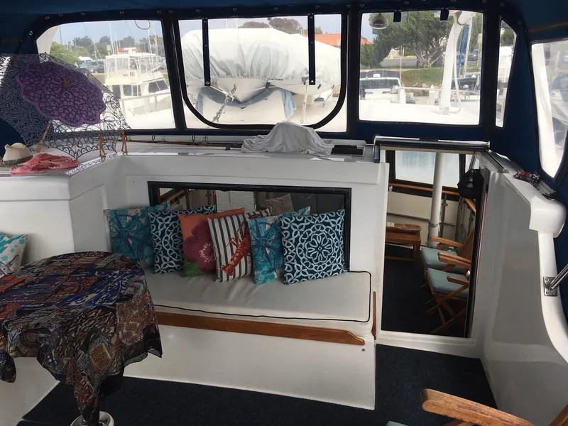 Looking out aft onto dingy deck