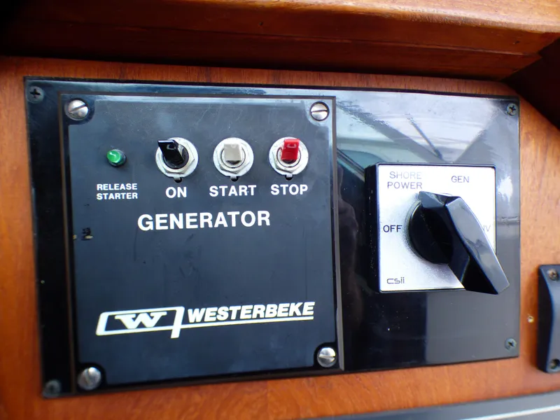 Control panel of a Westerbeke generator on a 1989 Tiara Yachts 3300.
