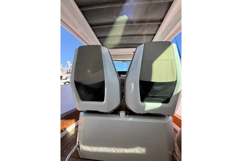 2022 Axopar 28 AFT CABIN interior with modern seating and sleek design.