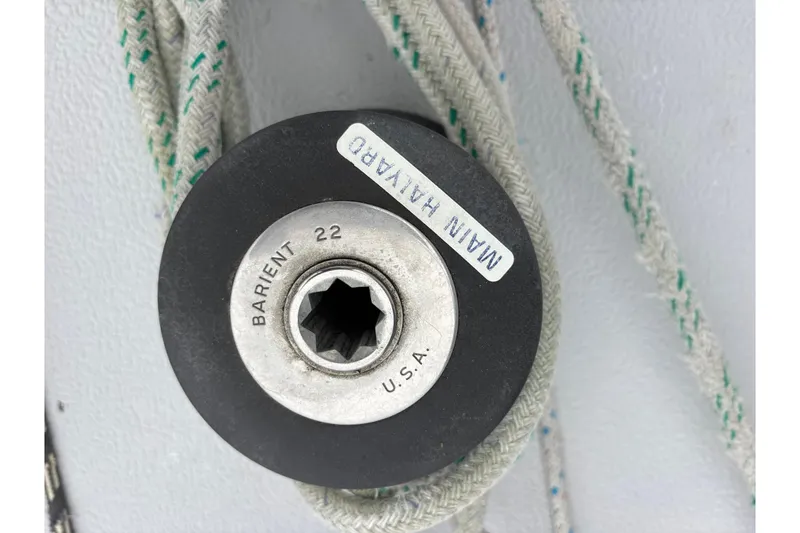 Barient 22 winch on 1979 Islander Peterson 40 sailboat with ropes.