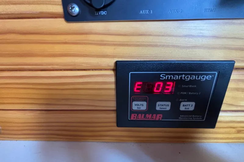 Balmar Smartgauge displaying battery status on 1979 Islander Peterson 40 yacht.