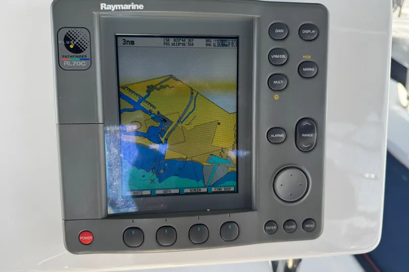 Raymarine Pathfinder RL70C navigation display on 2004 Hunter 41 Aft Cockpit sailboat.