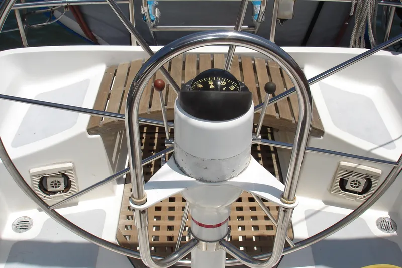 Wheel steering showing compass