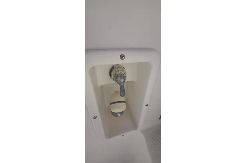 2004 Tiara Yachts 4000 Express shower control in white enclosure.