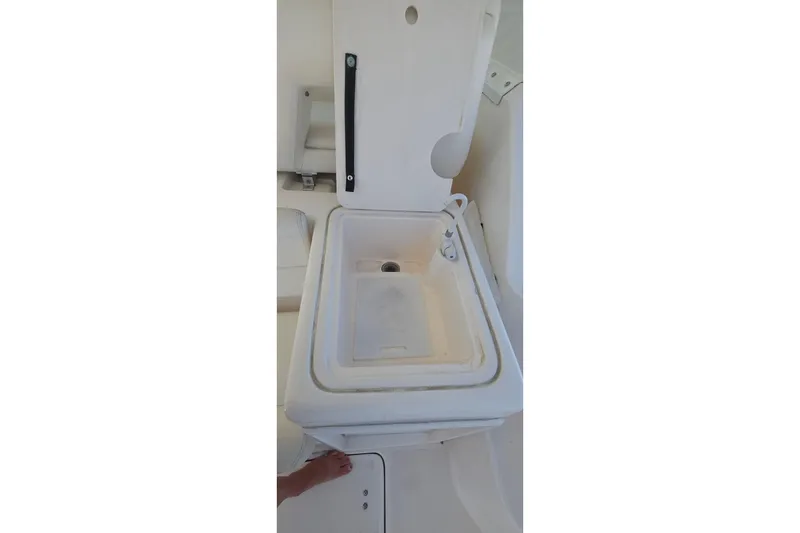 Open storage compartment on 2004 Tiara Yachts 4000 Express boat.