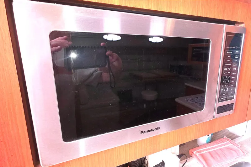 Panasonic microwave in 2004 Tiara Yachts 4000 Express kitchen area.