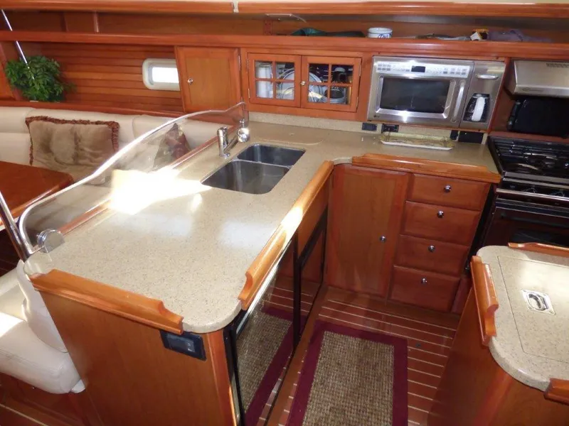 Galley with sink covers off