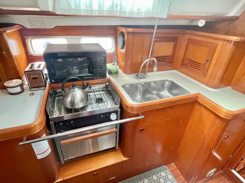 Galley with stove and oven