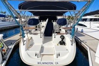 1996 Hunter 376 sailboat docked in Wilmington, CA marina.