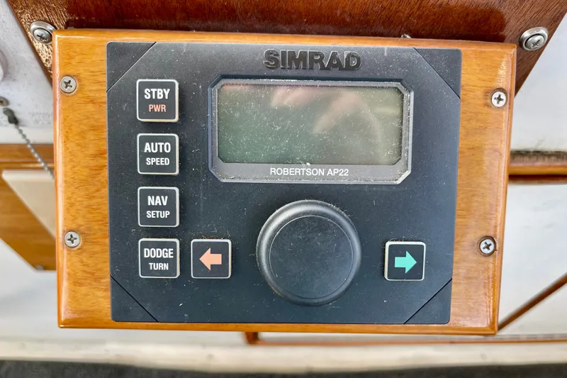 Simrad Robertson AP22 autopilot control panel on 1985 CHB 42 boat.